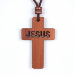 (H001) JESUS 향나무 십자가목걸이(중)
